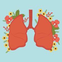 pulmão saudável com flores vetor