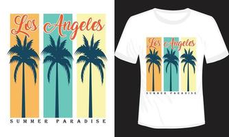 design de camiseta de paraíso de verão de los angeles vetor