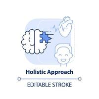 abordagem holística luz ícone conceito azul. tratamento complexo. ilustração de linha fina de idéia abstrata de tendência de saúde mental. desenho de contorno isolado. traço editável. vetor