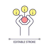 ícone de cor rgb de sobrecarga de informações. sentindo-se sobrecarregado com o aprendizado. obter uma quantidade sem precedentes de dados. ilustração vetorial isolado. desenho de linha preenchido simples. traço editável. vetor