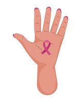 fita de câncer de mama na mão parada vetor