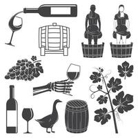 conjunto de ícones de silhueta de vinho. ilustração vetorial. vetor