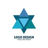 design de logotipo estrela triângulo azul vetor