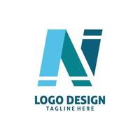 design de logotipo azul letra n vetor