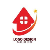 design de logotipo de estrela de casa vermelha vetor