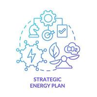 ícone de conceito gradiente azul do plano estratégico de energia. construção de ilustração de linha fina de ideia abstrata de estratégia de energia. reduzir a pegada de carbono. desenho de contorno isolado. vetor