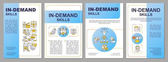 modelo de folheto azul de habilidades emergentes. aprimoramento do conhecimento. design de folheto com ícones lineares. 4 layouts vetoriais para apresentação, relatórios anuais. vetor