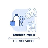 ícone de conceito azul claro de impacto de nutrição. dieta para a saúde mental. tendência na ilustração de linha fina de idéia abstrata de psicologia. desenho de contorno isolado. traço editável. vetor