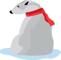 fofo urso polar com lenço vermelho vetor