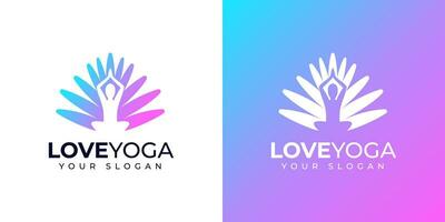 inspiração colorida de design de logotipo de amor e ioga vetor