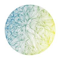 mão desenhada rodada abstrata com padrões em fundo de isolamento. círculo de gradiente de cor. design para relaxamento espiritual para adultos. criação de arte de linha. vetor