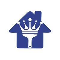 design de logotipo de vetor de pintura rei. coroa e ícone de pincel.