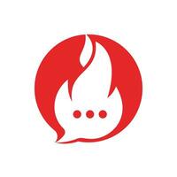 design de logotipo de vetor de conversa quente. conceito de design de logotipo de ícone de bate-papo de fogo.