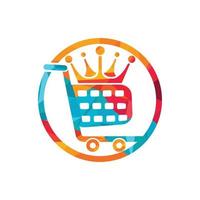 design de logotipo de vetor de loja rei. carrinho de compras com design de ícone de coroa.