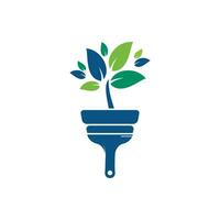pintura de logotipo de vetor de pincel de planta. jardim renovar o conceito de logotipo de vetor.