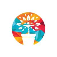 vaso de flores e logotipo da planta humana. logotipo de vetor de crescimento. conceito de logotipo de bem-estar spa.