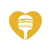 design artístico de logotipo de restaurante e café. hambúrguer com design de ícone de pincel. vetor