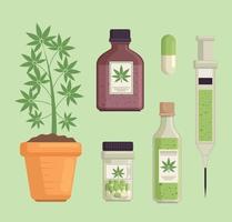 seis ícones de cannabis medicinal vetor