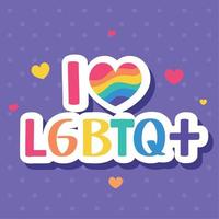 eu amo letras lgtbi vetor