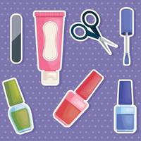 sete ícones de serviço de manicure vetor