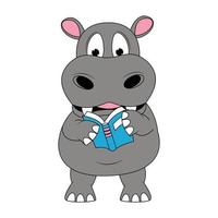 ilustração de desenho animado de hipopótamo fofo vetor