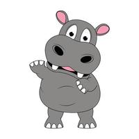 ilustração de desenho animado de hipopótamo fofo vetor