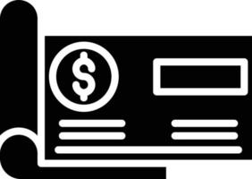 ícone de glifo de cheque bancário vetor