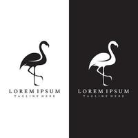 design de logotipo de pássaro de pernas compridas ou flamingo. logotipo com linhas, abstrato e simples. vetor