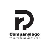 rp de letra preta simples para design de logotipo da empresa vetor
