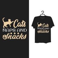 design de modelo de camiseta de gato de tipografia. vetor