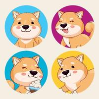 quatro animais shiba inu vetor