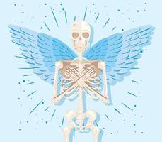 anjo esqueleto com asas vetor
