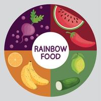 círculo de comida arco-íris vetor