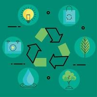 ícones de energia ecológica em reciclar vetor