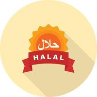 ícone de longa sombra plana adesivo halal vetor