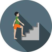 pessoa subindo escadas plana ícone de sombra longa vetor