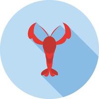 ícone de sombra longa plana de lagosta vetor