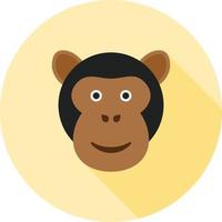 ícone de sombra longa plana de cara de macaco vetor