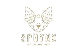 vetor simples de design de logotipo de cabeça de gato sphynx vintage simples