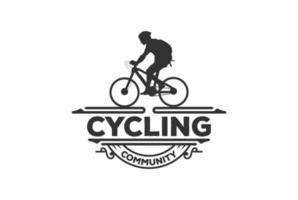 homem vintage retrô masculino andando de bicicleta de bicicleta para vetor de design de logotipo de emblema de clube esportivo