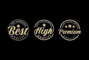 vintage circular alta melhor qualidade premium e 100 por cento garantido emblema emblema etiqueta carimbo selo logotipo design vetor