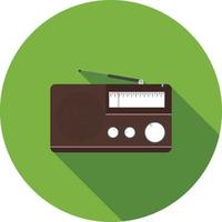 ícone de sombra longa plana de rádio vetor