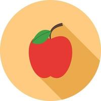 ícone de sombra longa plana de maçã vetor