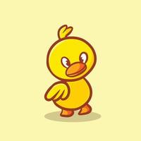 logotipo de mascote de desenho animado de pato bonito design plano vetor premium