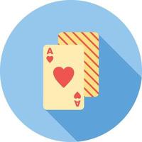 ícone de sombra longa plana de cartas de baralho vetor
