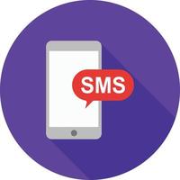 ícone de longa sombra plana de notificação sms vetor