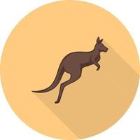 ícone de sombra longa plana de canguru vetor