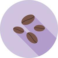 ícone de sombra longa plana de grãos de café vetor