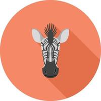 ícone de sombra longa plana de cara de zebra vetor