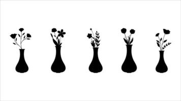 coleção de ilustrações de silhueta de vaso de flores vetor